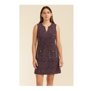 Karl Lagerfeld Paris Camilo Dress Womens 8 Tweed Shift Sleeveless Pearl Pockets
